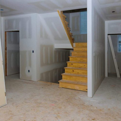 Interior construction of housing project with remodeling